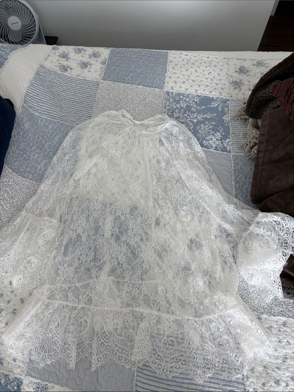 Delicate White Lace Peasant See through White lace dress